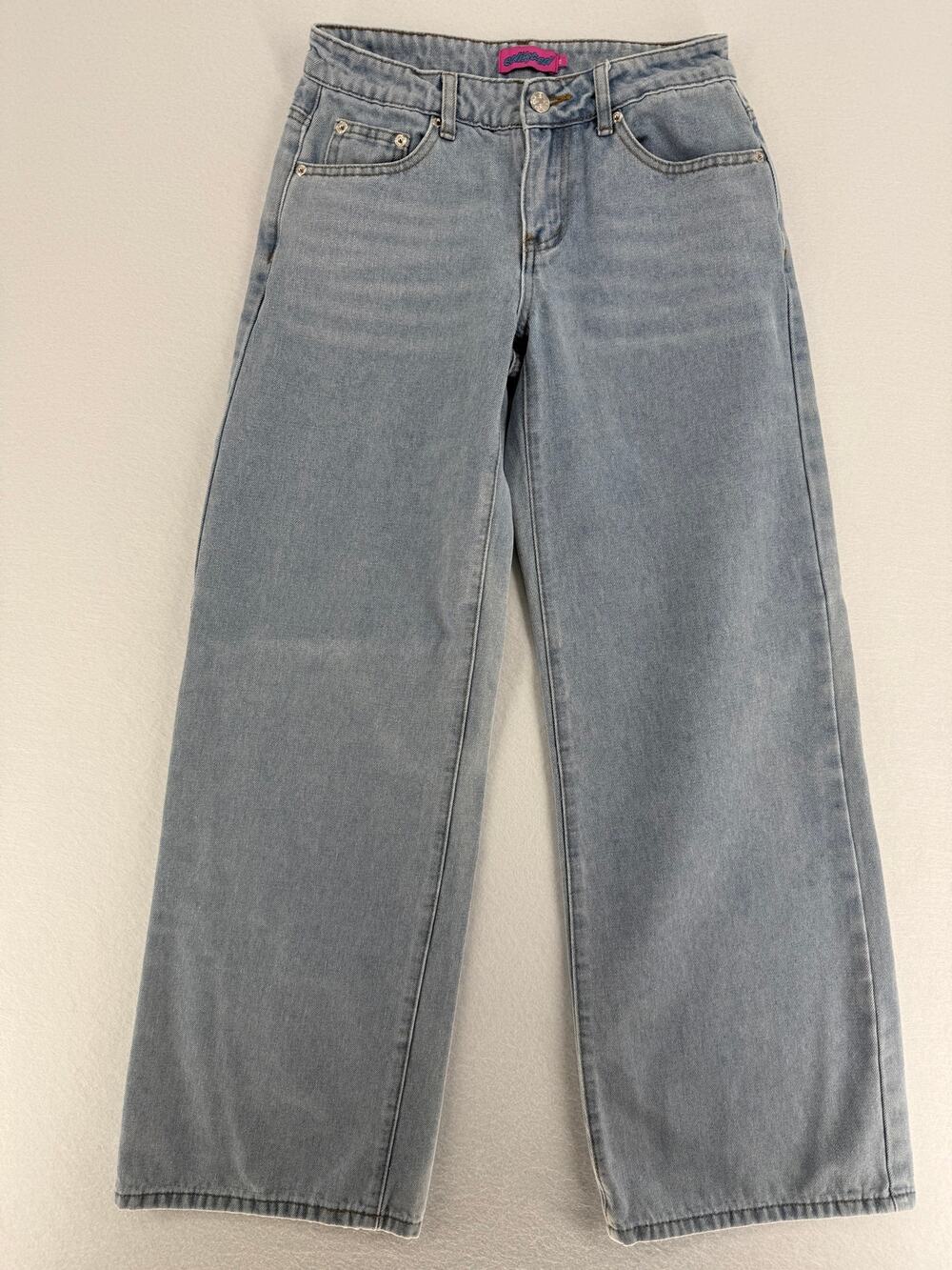 Edikted Womens XS Light Wash Wide Leg Baggy Jeans High Rise Y2K Denim